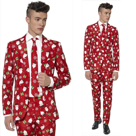 Suitmeister : Men's Ugly Christmas 3 piece Suit with Santa Print, Size Large. - Picture 1 of 17